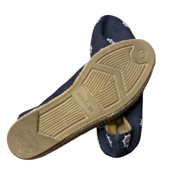 STUBBS & WOOTTON Nautical Espadrille Flats with Helm Design in Navy Blue Size 39 - Picture 6 of 6